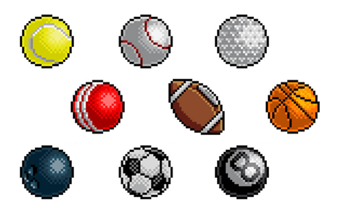 ballons et balles de différents jeux illustrés en icônes numériques