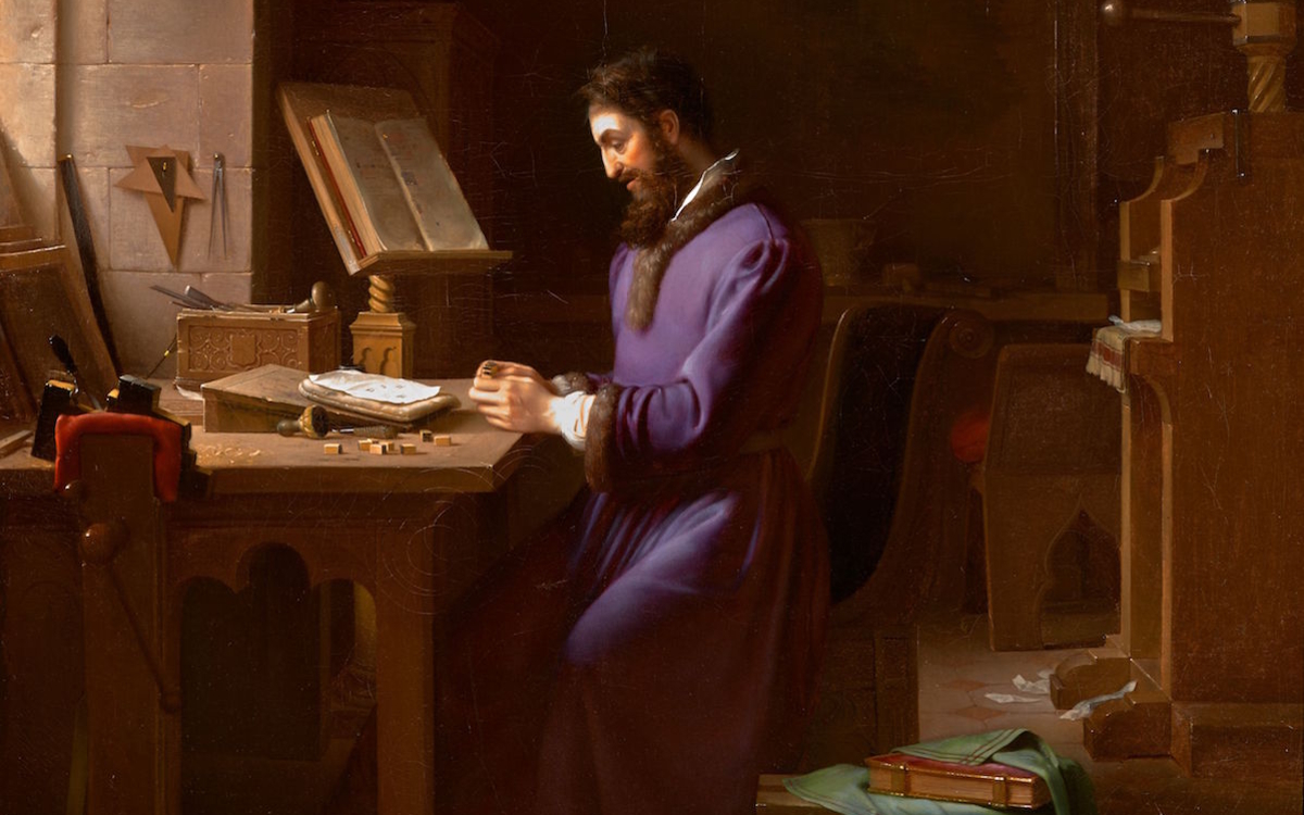 Jean-Antoine Laurent (1763 - 1832) Gutenberg inventant l’imprimerie, 1831 Huile sur toile